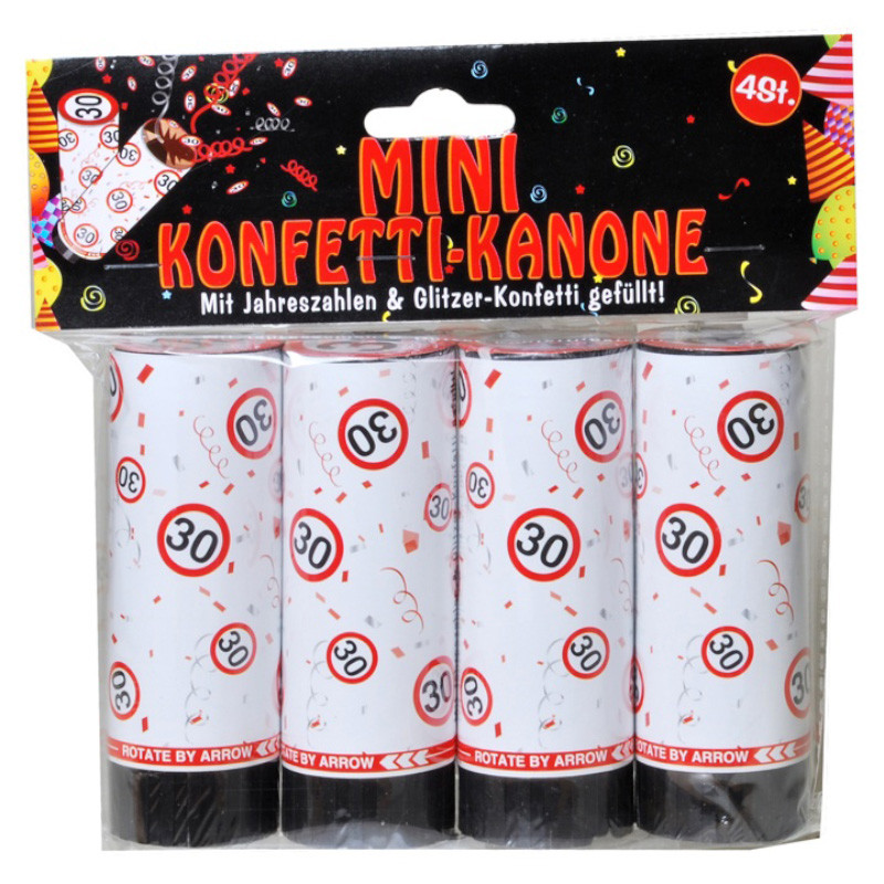 Udo Schmidt Mini-Konfett-Konen 30 mit Jahreszahlen- & Glitzer-Konfetti gefüllt 4-tlg